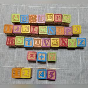 Wooden Alphabet and Number Blocks Set (Partial)